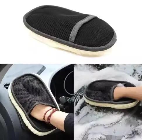 Image of VARNIRAJ Car Cleaning Kit, 4 PCS Combo with Car Duster, Cleaning Brush, Wash Mitt, and Microfiber Towel for Interior and Exterior Detailing