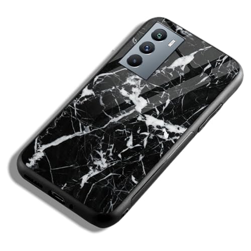 Image of COLORflow Back Cover Compatible with iQOO 9 SE 5G | Black Marble White | Shockproof TPU Bumper Cover with Camera Protection Back Cover Compatible with iQOO 9 SE 5G