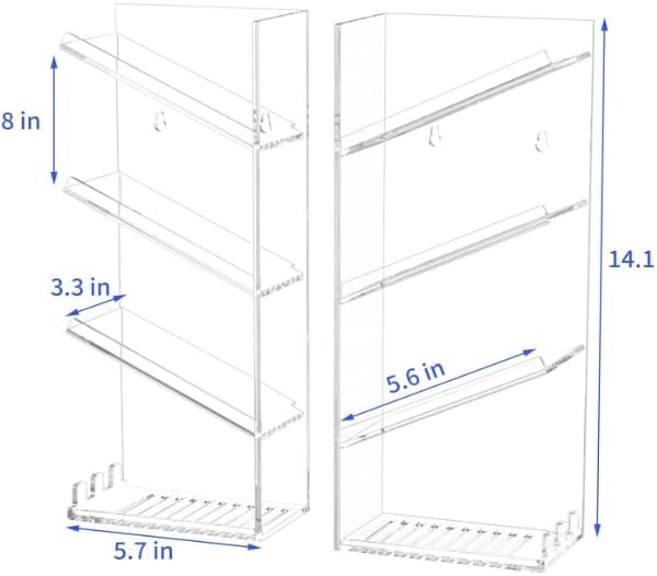 Miniatura 6 de HASPINH Estantes de ducha de acrílico, paquete de 2 organizadores de ducha, soporte para champú de baño montado en la pared, estantes de baño