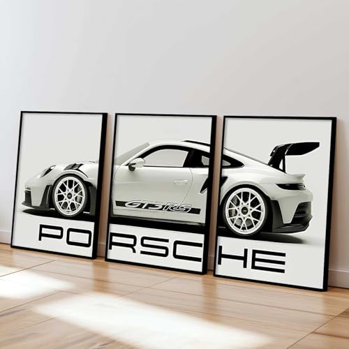 Image of HOMESY Sports Car Framed Posters Gift Items for Boys Room | Wall Decoration for Bedroom Living Room Office Gaming Room Decor | Sports Car Poster with Frame for Wall Decor Set Of 3 Size (10x13 inch, BLACK)