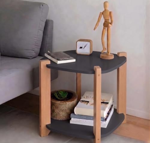 Image of Modern Rectangle Side Table, Home Decor for Living Room, Bed Side Tables for Bed Room, stools for Home, Furniture for Home, 2-Tier White Shelves