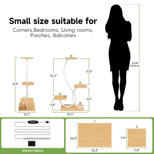 Image of BACEKOLL Plant Stand with Grow Lights 4 Tier Metal Plant Shelf 32 inch White