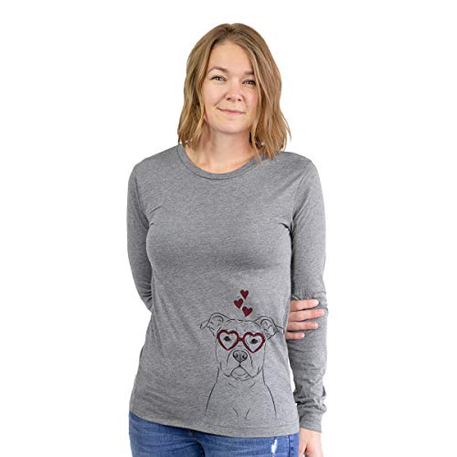 Inkopious Valentine Jethro The American Staffordshire Terrier Dog Women's Long Sleeve T-Shirt Small Grey