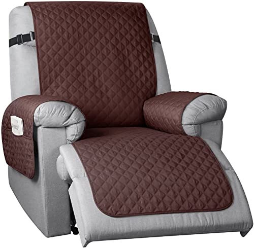 FASCINATDECO Funda para Silla Relax Reversible Funda para Silla Reclinable Funda para Sofá para Sala De Estar con Correa Elástica para El Hogar con Mascotas Y Niños (Marrón,58 cm) Cover