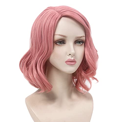 STfantasy Short Pink Wavy Womens Wig Heat Resistant Synthetic Hair for Women Fancy Dress Cosplay Party Costume Canival - Image 3