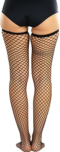 Image of ToBeInStyle Women's Vibrant Large Net Fishnet Thigh High Elastic Nylon Novelty Stockings