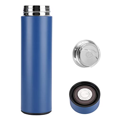 Temperature Display Vacuum Insulated Water Bottle 17Oz,Thermo Flask Made Of Premium Stainless Steel Coffee Cup, Smart Cup, Novelty Gift Mug, Fda Safty (Blue) Christmas Gifts #TOP1