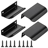 BrKern 4 Stück Schrankgriffe Möbelgriffe Versteckter, Schrankgriffe Schwarz, Geschwungener Türgriff, 80 mm Kleiderschranktürgriffe, modernes Aluminium, für Küchenschränke, Kleiderschrank, Bad