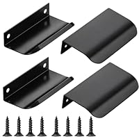 BrKern 4 Stück Schrankgriffe Möbelgriffe Versteckter, Schrankgriffe Schwarz, Geschwungener Türgriff, 80 mm Kleiderschranktürgriffe, modernes Aluminium, für Küchenschränke, Kleiderschrank, Bad