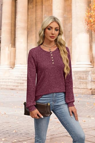 Women's Henley Tunic Sweater for Leggings - Trendy 2024