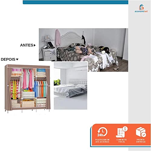 Guarda Roupa Dobrável Organizador Armário para Organizar Roupas (Bege)