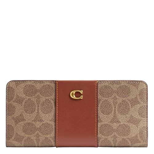 Coach Women's Essential Slim Wallet in Signature Canvas, B4/TAN Caramel