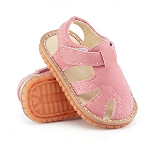 Image of SOFMUO Baby Boys Girls Squeaky Sandals Non-Slip Soft Rubber Sole Closed Toe Infant Summer Outdoor Shoes Toddler First Walkers