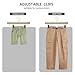 Nature Smile Deluxe Wooden Pants Hangers,Solid Rubber Wood Jeans Skirt Hanger with Black Adjustable Clips and Rotatable Hook Pack of 10(Natural Varnished)