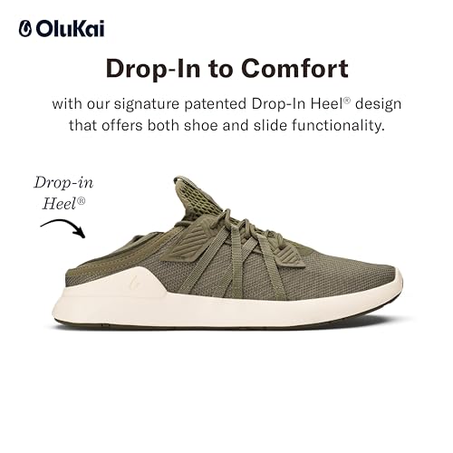 OLUKAI Holo Men's Athleisure Sneaker, Lightweight, Breathable Mesh Slide Shoe, Drop Heel, All-Day Comfort & Support, Hunter/Off White, 9 - image 5