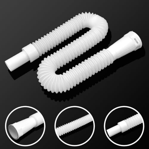 Image of G-Promise Sink Pipes for Kitchen & Wash Basin, 35 Inch Collapsible PVC Waste Pipe, White, Pack of 1