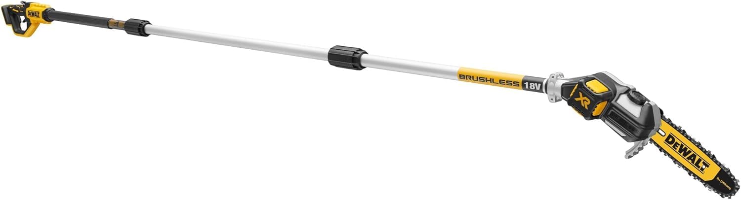 DEWALT - Taille-Haies sur Perche Brushless XR 18V 5Ah Li-ION - DCMPH566P1-QW & Élagueuse sur Perche Brushless XR 18V 5AH Li-ION - Élagueuse sans Fil - 4,5 m de Portée, Tête Inclinée et Guide