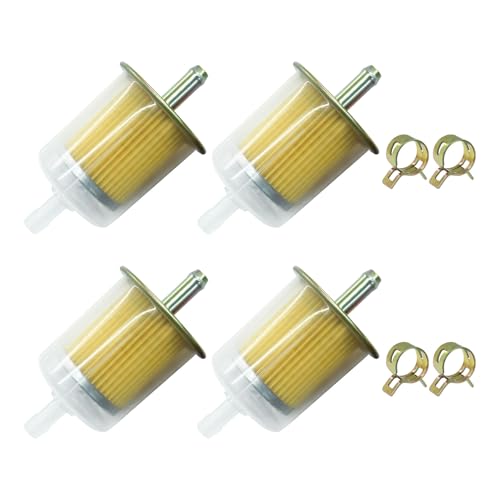 Zorfeter 4 Pcs 5/16 Universal Gas Inline Fuel Filters with 8Pcs 14mm Hose Clamps Gas Inline Fuel Filter Replacement Accessories for Motorcycle Trucks Lawn Mowers