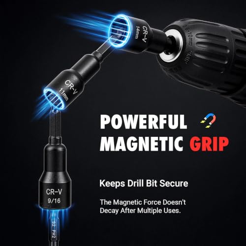 Image of 25-Piece Magnetic Nut Driver Set, SAE and Metric, 90mm Long Bits