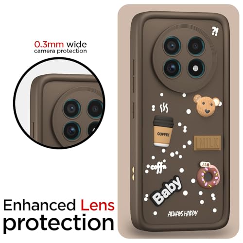 Image of Bintage CASE Cute Fun Taddy Cartoon 3D Ball Bear Milk Cake Coffee Silicon Case Full Body & Camera Protection Back Cover Compatible for Realme 13 Pro Plus 5G - Brown