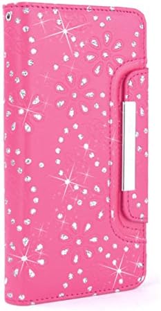 iPhone 6 Case, iPhone 6S Wallet, HESPLUS Bling Sparkle PU Leather Flip Folio [Detachable] Wallet Cover Magnetic with Credit Card Slot Holder for iPhone 6 / iPhone 6S 4.7 Inch - Pink