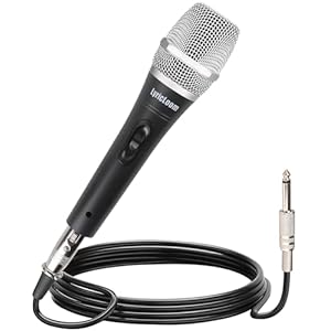 LyricLoom Professional Wired Microphone for Singing, Metal Handheld Vocal Dynamic Microphone, Mic with 16.4ft Cable and Switch, Corded Microphone for Karaoke, Speaker, Amplifier and Singer, Silver