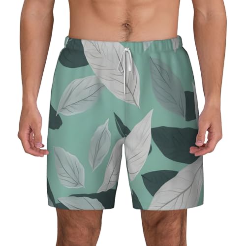 Pantalones cortos de baño para piscina y vacaciones de verano con diseño casual de hojas
