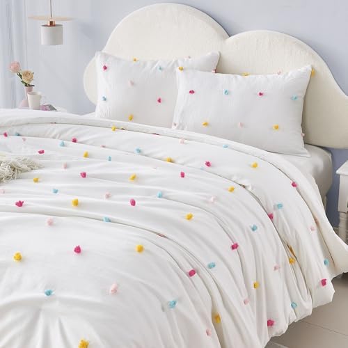 Vivilinen QUEEN SIZE BEDDING SET Queen Size Kids Comforter Set Colorful Tufted Pom Pom Bedding Set thumb #8