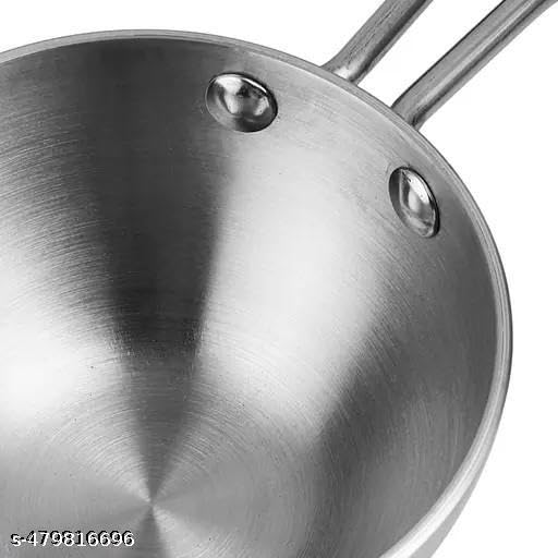 Image of Urban Elegance Aluminium Silver Tadka Pan for Cooking Purpose Hotel Home Restaurant