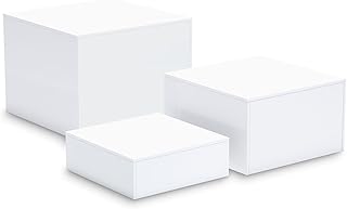 HIIMIEI Buffet Risers, Food Risers for Buffet Table, Display Stand Shelf for Catering Dessert Collectibles Jewelry Figures Show, Acrylic Cube Display Nesting Risers with Hollow Bottoms 3PCS 6''x7''x8''