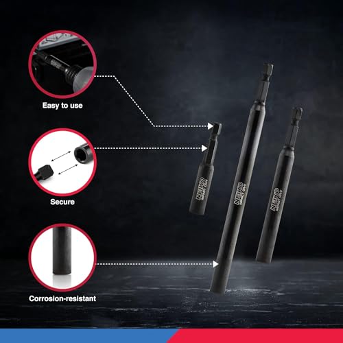 image for NEIKO 11403A Magnetic Bit Holder Set | 3 Pieces - 2-3/8, 4, and 6| Pre