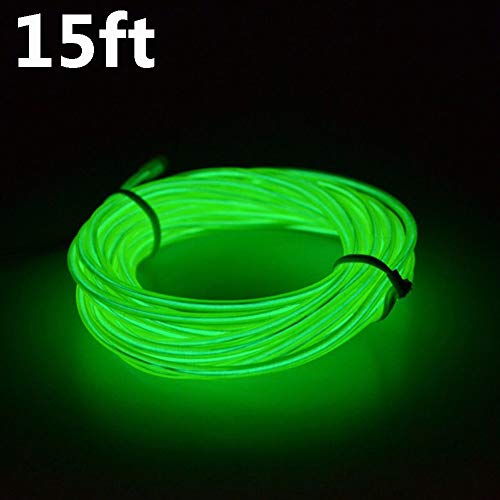 Christmas Decorations Lights,Dupelec 15ft Neon LED Lights Glow Tube, Flxible EL Wire, Waterproof Led Strip Lighting Cable,for Parties Wedding Outdoor Decoration +Battery Controller (15ft, Blue)