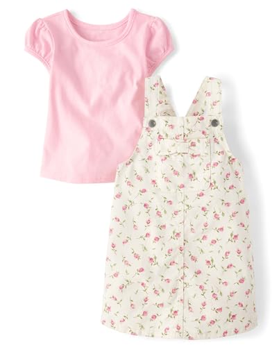 The Children's Place,Baby Girls,and Toddler Short Sleeve Shirt and Skirtall 2 Piece Outfit,Bunnys Tail Floral,5 Years