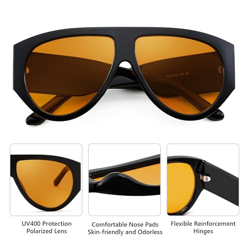 FEISEDY Retro Oversized Sunglasses for Women Men 70s Classic Trendy Vintage Sun Glasses B02914