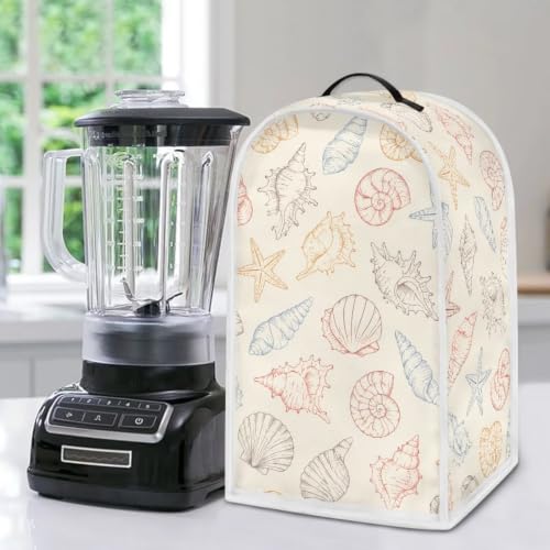 Image of Talayituse Starfish Seashell Conch Sketch Print Blender Dust Cover, Fingerprint Protection Cover for Stand Mixer or Coffee Machine, Home Kitchen Appliance Covers for Stain Dust Resistant Supplies