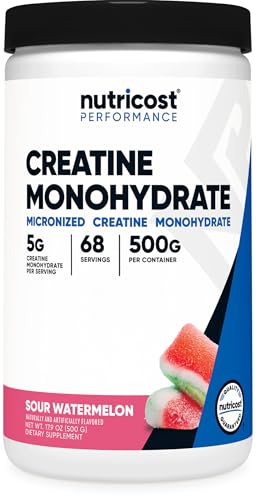 Nutricost Creatine Monohydrate Powder (Sour Watermelon, 500 Gram) - Micronized Creatine Supplement,...