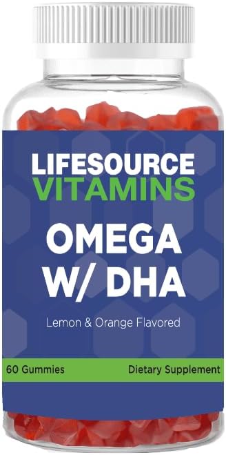 LifeSource Vitamins Omega 3,6,9 con DHA - 60 gomitas - 100% a base de plantas - Vegetariano - Niños, adolescentes y adultos