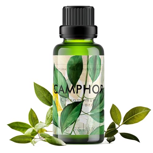 Image of Esslux Camphor Essential Oil - 100% Pure Natural Camphor Oil for Aromatherapy & Skin Care | Refreshing & Invigorating Scent for Diffuser, Massage & DIY Projects - Therapeutic Grade - 30 ML