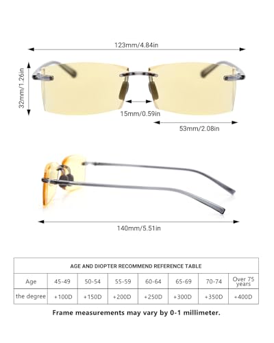 Image of TERAISE Rimless Reading Glasses Comfortable Lightweight Frameless Reader Men Women Blue Light Blocking Computer Eyeglasses