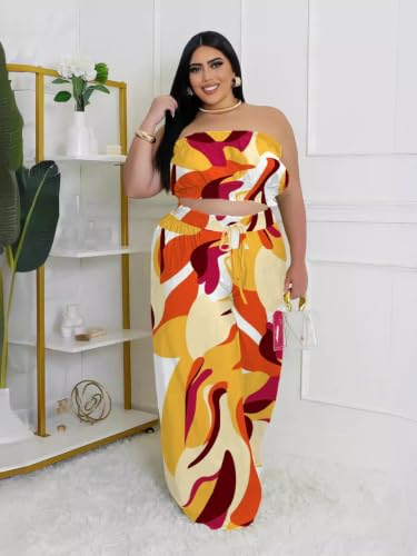 Image of Two Piece Sets for Women Summer Outfits Crop Tops and Wide Leg Pants Sets Sexy Jumpsuits Vacation Outfits with Pockets