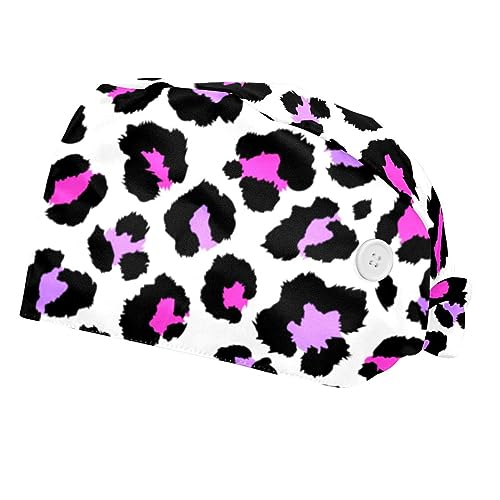 Chapeaux de travail VERED 2 pièces avec motif léopard violet et bandeau absorbant réglable