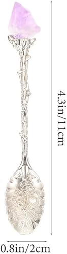 Miniatura 9 de HOMSFOU Cuchara de Amatista Cuchara de café vintage Flor de estilo real Cuchara de acero inoxidable poon bruja artesanal de canela escoba de canela