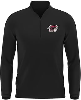 Official NCAA Collegiate Men's Active Sport Quarter Zip Pullover, Left Chest Logo Charcoal Collection