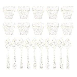 Zerodeko 20 Sets Dessert Cup With Ice Cream Bowl Mousse Cups Cake Tasting Yogurt Cups Reusable Foods Server For Wedding Holiday Birthday Party Gold