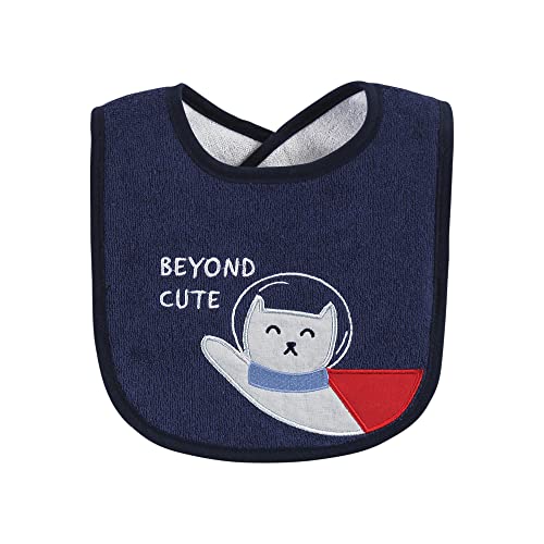 Image of Hudson Baby Unisex Baby Cotton Terry Drooler Bibs with Fiber Filling, Galactic Explorer, One Size