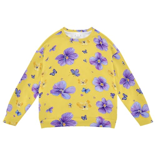 JUNZAN Cute Violet Yellow Little Girls Sweatshirts Hoodies Crewneck Hoodie for Boys Sports 4T