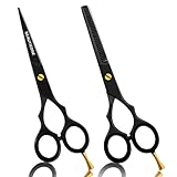 BEAUTICONE Hair Cutting & Thinning Scissors Set, Professional Barber Shears for Haircut Men/Women, Beard & Mustache Trimming Stainless Steel Hairdressing Scissors, Fixed Screw