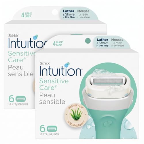 INTUITION Schick Refill,Razors for Women Sensitive Skin | Intuition Razor Blades Refill with Organic Aloe,Razor Refills,6 Count (Pack of 2)
