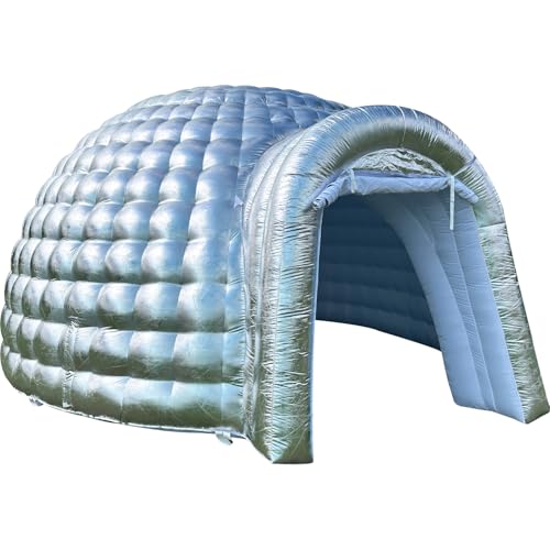 SAYOK Outdoor Portable Inflatable Igloo Dome Tent with Led Light/16.4ft Silver Inflatable Night Club House for Party Wedding Event