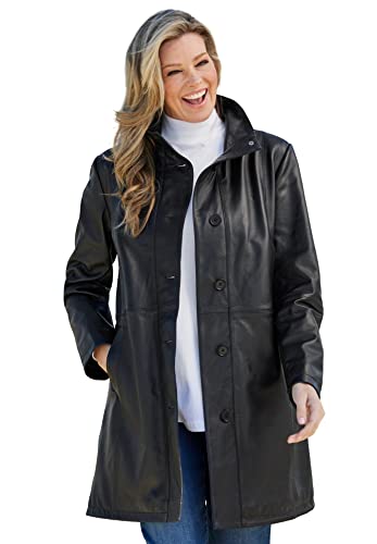 Woman Within Plus Size Leather Swing Coat